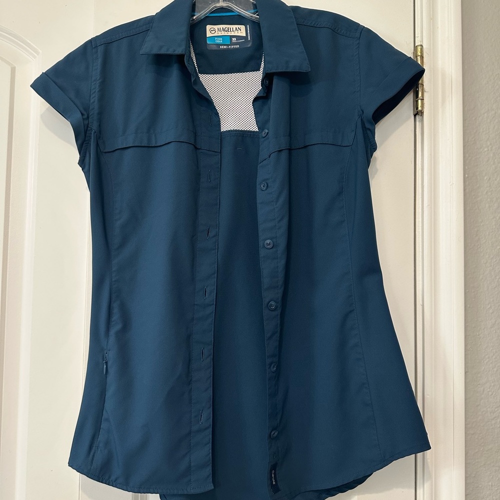 Magellan Outdoors Women's Blue Button Down Shirt